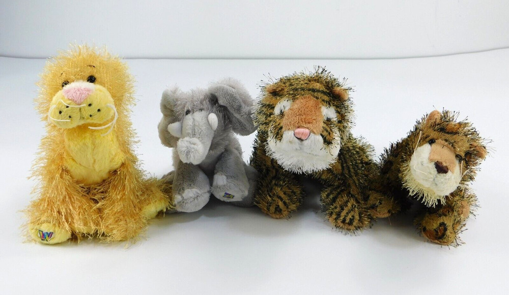 Webkinz Plush Zoo Lioness, Tiger, Leopard, & Elephant